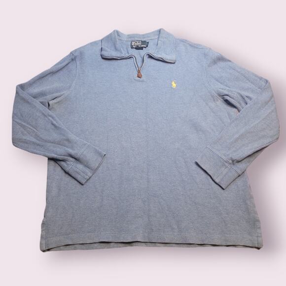 Polo Ralph Lauren Men’s M 1/4 Zip Pullover – Heather Blue – GUC – Visible Flaw - Picture 2 of 10